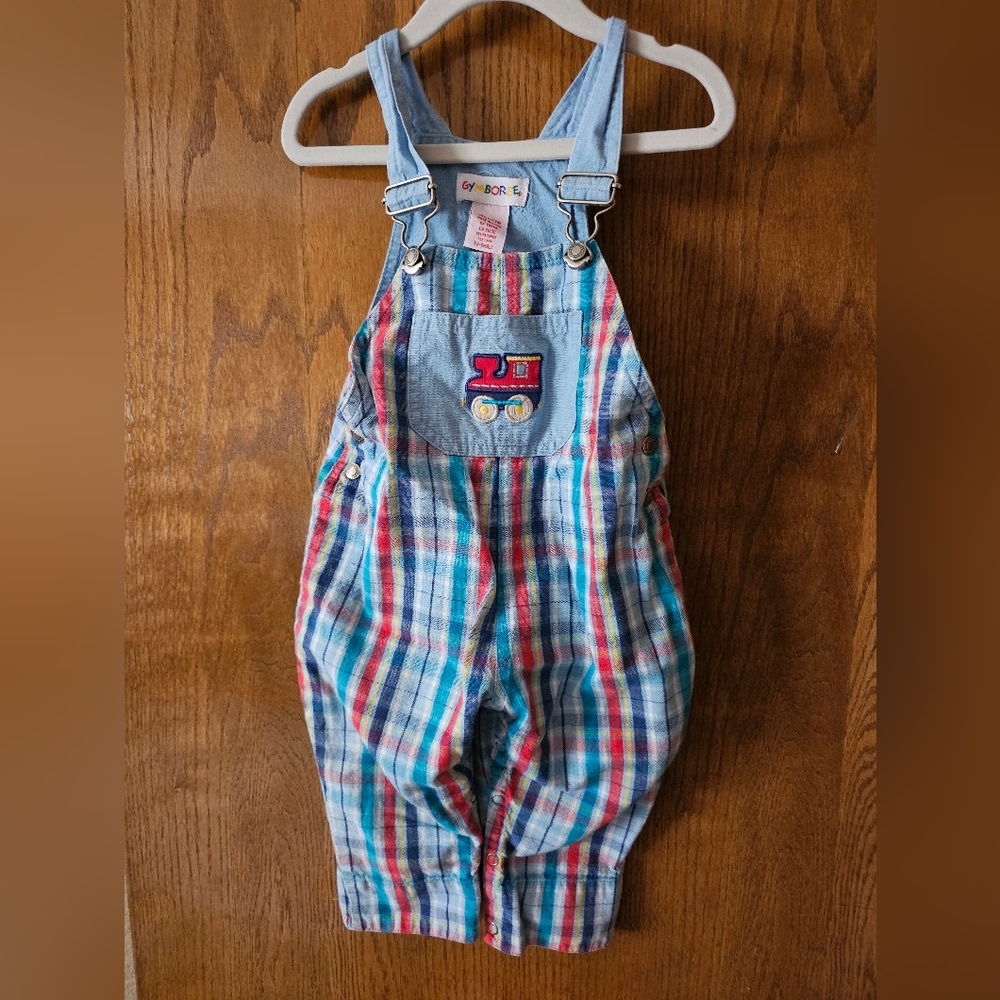 Vintage Gymboree Newborn Baby Boy Train Overalls